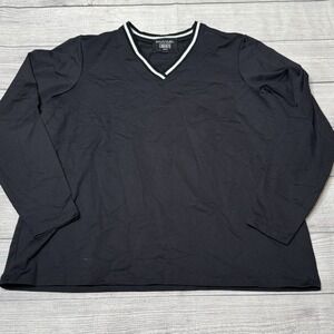 Emanuel Ungaro Liberte Woman Black V-Neck Shirt‎ Size XL